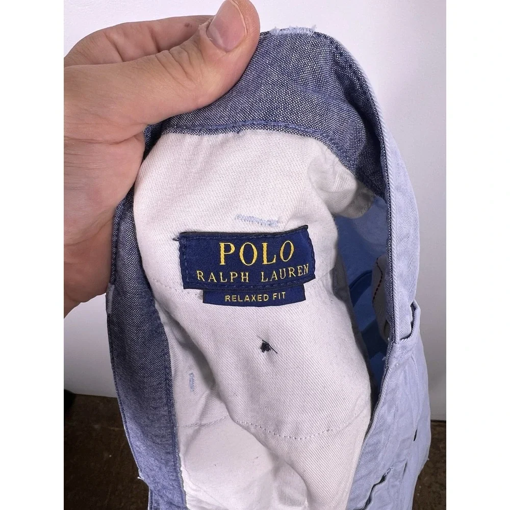 Polo Ralph Lauren Chino Shorts Mens 40 Blue Relaxed Fit Casual Cotton Twill AB-3